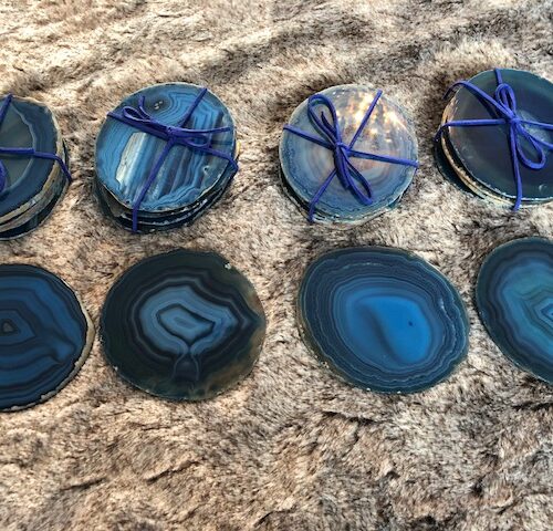 Blue Agate Microcrystalline Quartz Premium Coasters (set of 4) Gift - Image 3