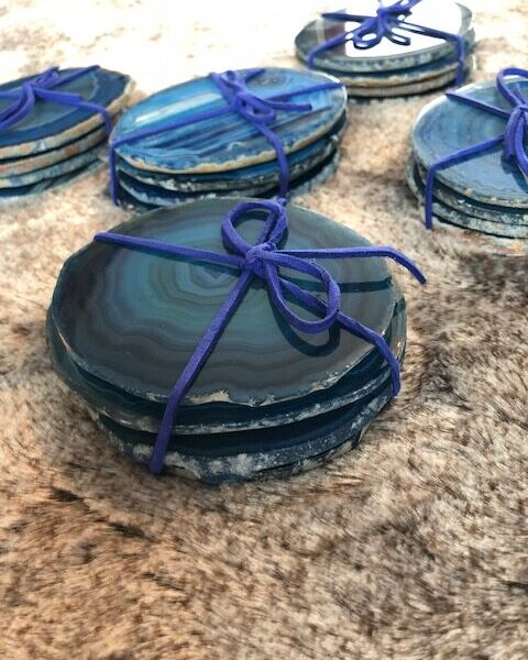 Blue Agate Microcrystalline Quartz Premium Coasters (set of 4) Gift - Image 4