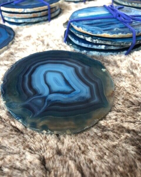 Blue Agate Microcrystalline Quartz Premium Coasters (set of 4) Gift - Image 10