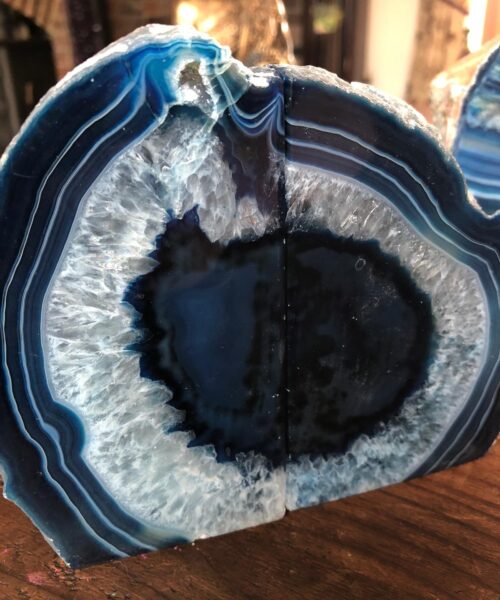 Blue Agate Natural Edge Microcrystalline Quartz Premium Bookends Ornament Gift - Image 5