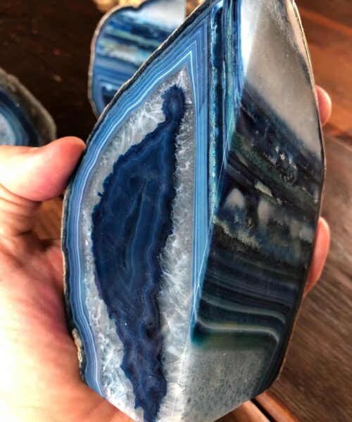 Blue Agate Natural Edge Microcrystalline Quartz Premium Bookends Ornament Gift - Image 10