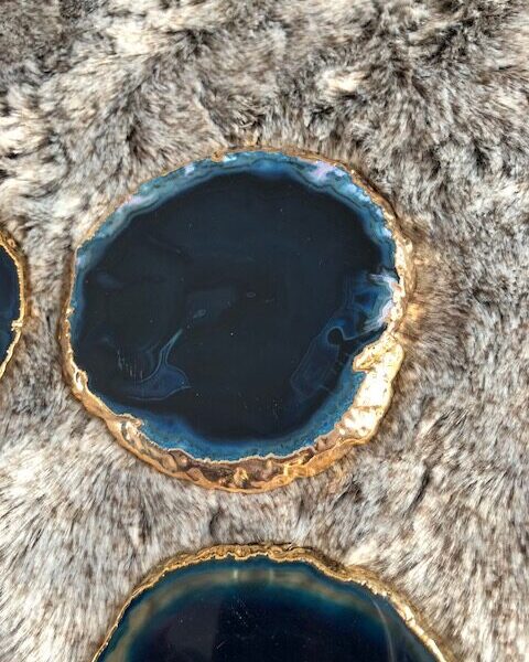 Blue Agate 24ct Gold Edge, Gilded, Microcrystalline Quartz Premium Coasters (Set of 4) Gift - Image 15