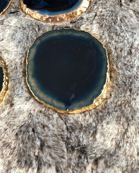 Blue Agate 24ct Gold Edge, Gilded, Microcrystalline Quartz Premium Coasters (Set of 4) Gift - Image 11