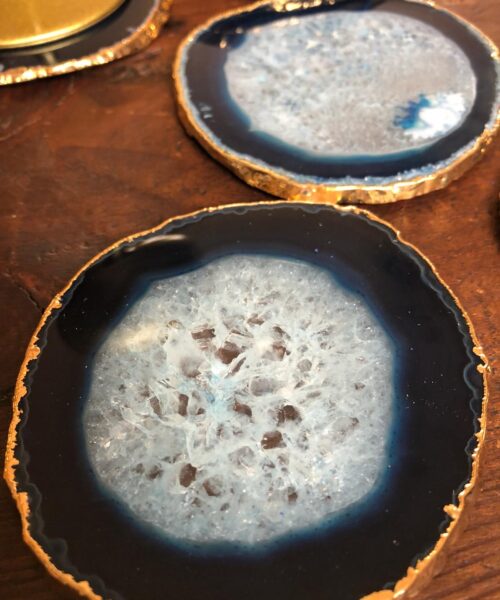 Blue Agate 24ct Gold Edge, Gilded, Microcrystalline Quartz Premium Coasters (Set of 4) Gift - Image 22
