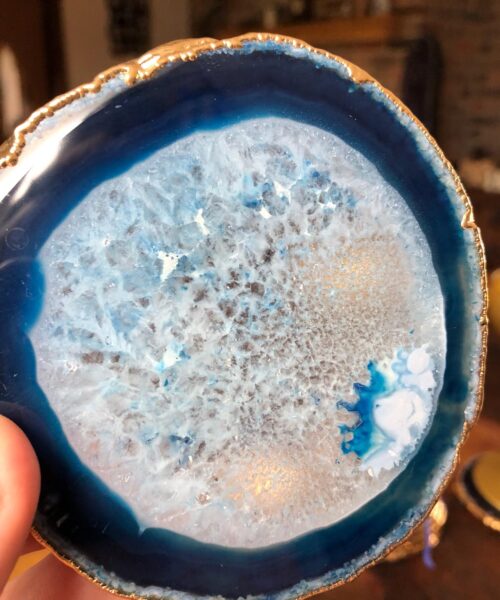 Blue Agate 24ct Gold Edge, Gilded, Microcrystalline Quartz Premium Coasters (Set of 4) Gift - Image 23