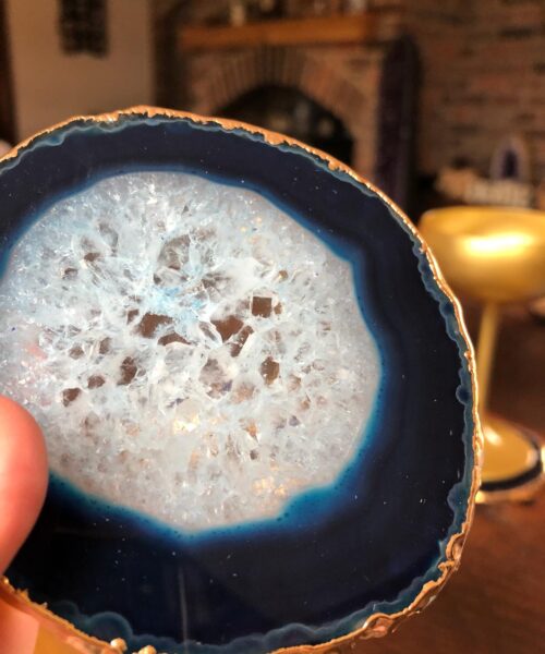 Blue Agate 24ct Gold Edge, Gilded, Microcrystalline Quartz Premium Coasters (Set of 4) Gift - Image 24