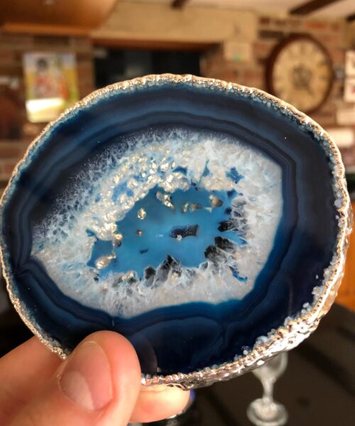 Blue Agate Silver Edge, Gilded, Microcrystalline Quartz Premium Coasters (Set of 4) Gift - Image 9