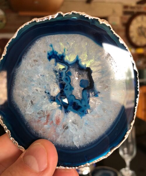 Blue Agate Silver Edge, Gilded, Microcrystalline Quartz Premium Coasters (Set of 4) Gift - Image 10