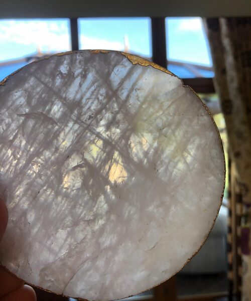 Rose Quartz Premium Coasters Circle Shape 24ct Gold Gilded Edge (set of 4) - Image 12
