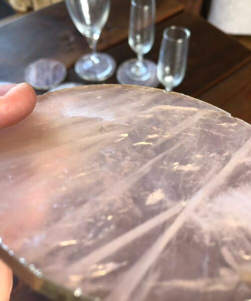 Alternative view of Rose Quartz Premium Coasters Circle Shape 24ct Gold Gilded Edge (set of 4)