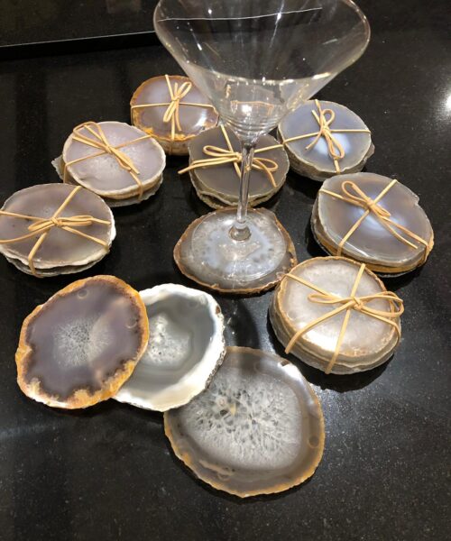 Grey Agate Microcrystalline Quartz Premium Coasters (set of 4) Gift