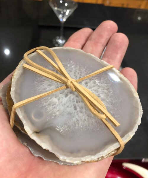 Grey Agate Microcrystalline Quartz Premium Coasters (set of 4) Gift - Image 11