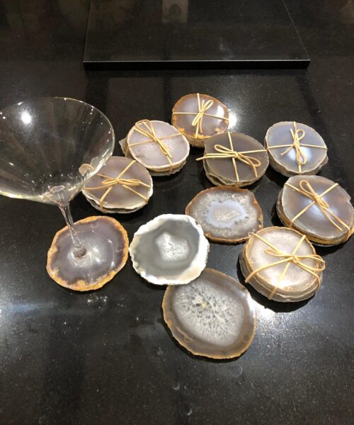 Grey Agate Microcrystalline Quartz Premium Coasters (set of 4) Gift - Image 3