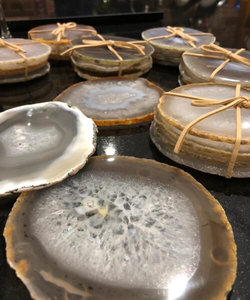 Grey Agate Microcrystalline Quartz Premium Coasters (set of 4) Gift - Image 4
