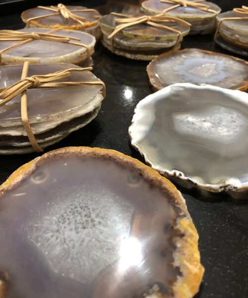 Grey Agate Microcrystalline Quartz Premium Coasters (set of 4) Gift - Image 5