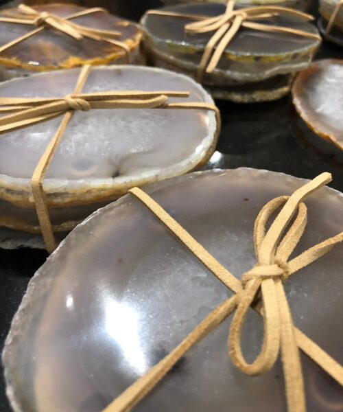 Grey Agate Microcrystalline Quartz Premium Coasters (set of 4) Gift - Image 6