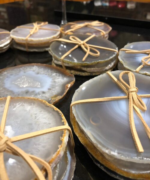 Grey Agate Microcrystalline Quartz Premium Coasters (set of 4) Gift - Image 8