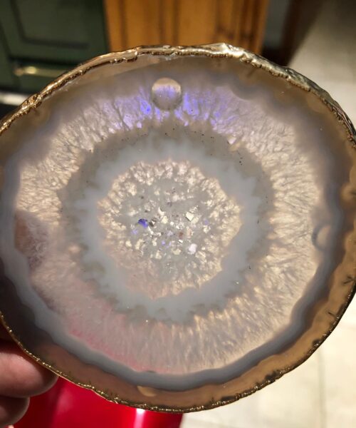 Grey Agate 24ct Gold Edge, Gilded, Microcrystalline Quartz Premium Coasters (Set of 4) Gift - Image 9