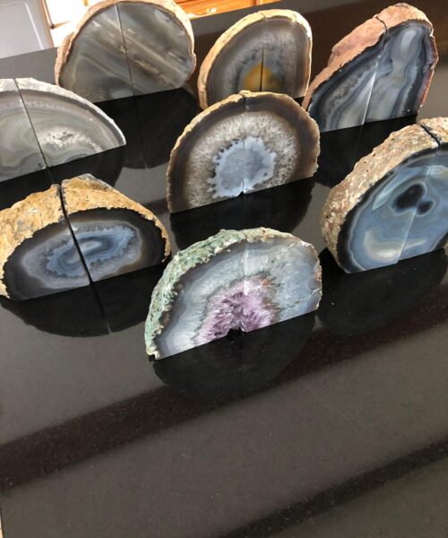 Alternative view of Grey Agate Natural Edge Microcrystalline Quartz Premium Bookends Ornament Gift