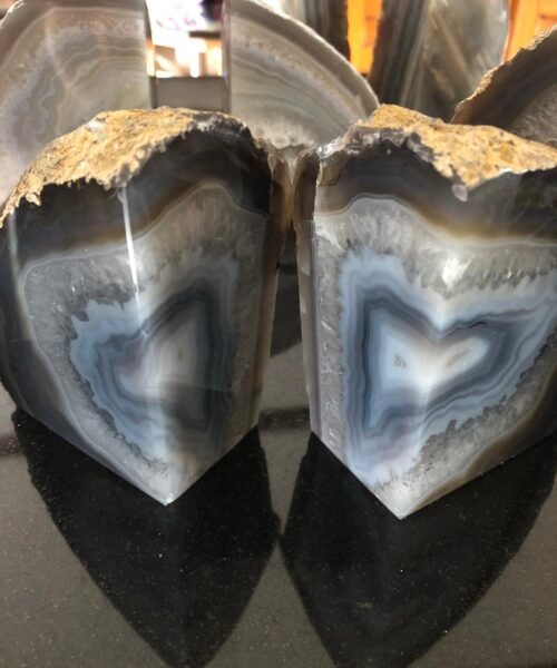 Grey Agate Natural Edge Microcrystalline Quartz Premium Bookends Ornament Gift - Image 8