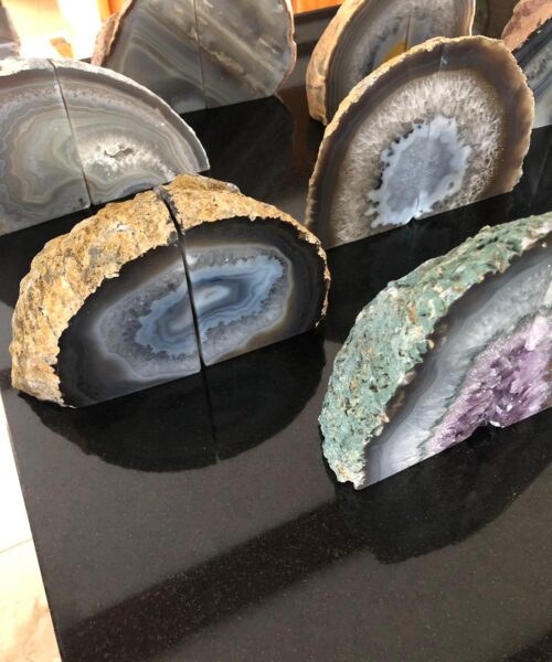 Grey Agate Natural Edge Microcrystalline Quartz Premium Bookends Ornament Gift - Image 10