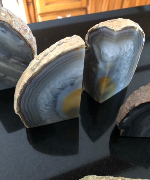 Grey Agate Natural Edge Microcrystalline Quartz Premium Bookends Ornament Gift - Image 14