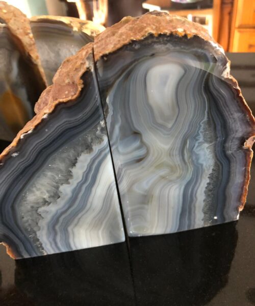 Grey Agate Natural Edge Microcrystalline Quartz Premium Bookends Ornament Gift - Image 15