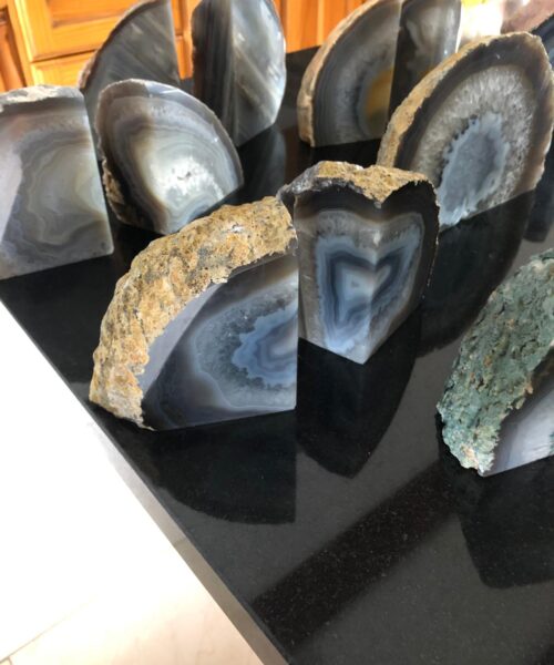 Grey Agate Natural Edge Microcrystalline Quartz Premium Bookends Ornament Gift - Image 5