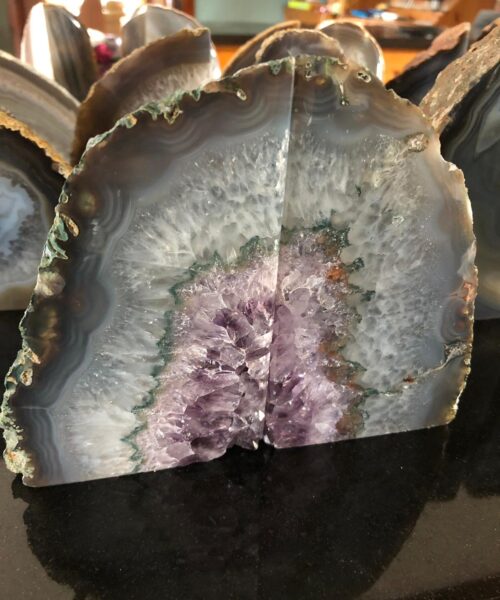 Grey Agate Natural Edge Microcrystalline Quartz Premium Bookends Ornament Gift - Image 6