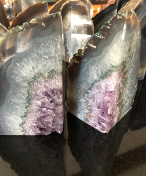 Grey Agate Natural Edge Microcrystalline Quartz Premium Bookends Ornament Gift - Image 7