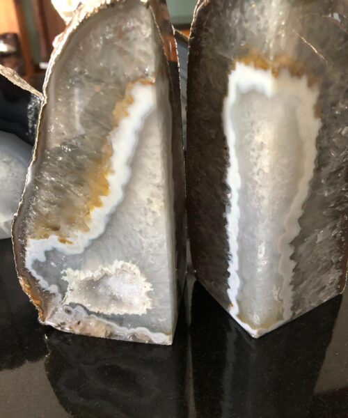 Grey Agate Silver Edge Microcrystalline Quartz Premium Bookends Ornament Gift - Image 4