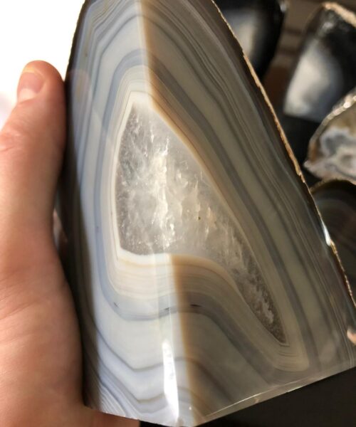 Grey Agate Silver Edge Microcrystalline Quartz Premium Bookends Ornament Gift - Image 10