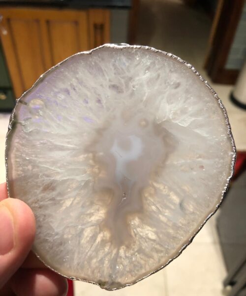 Grey, Agate Silver Edge, Gilded, Microcrystalline Quartz Premium Coasters (Set of 4) - Image 11