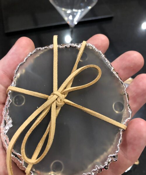 Grey, Agate Silver Edge, Gilded, Microcrystalline Quartz Premium Coasters (Set of 4) - Image 9