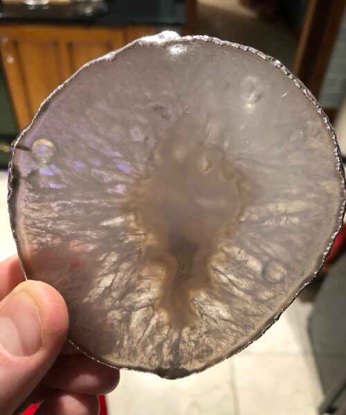 Grey, Agate Silver Edge, Gilded, Microcrystalline Quartz Premium Coasters (Set of 4) - Image 10