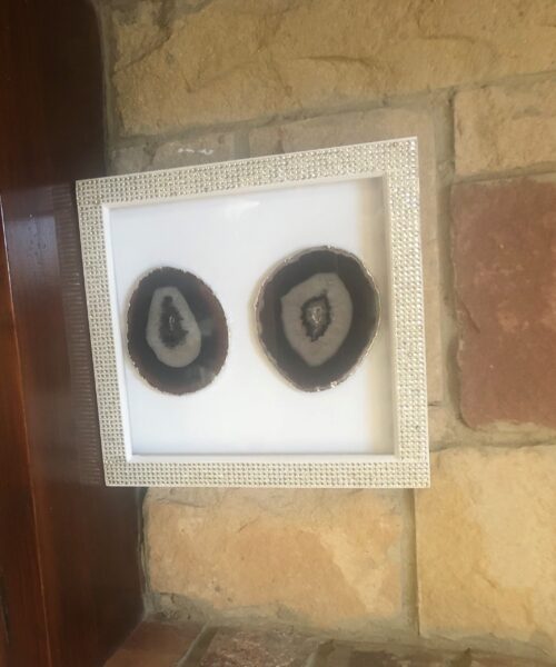 Handmade Unique Exclusive Black Silver Agate Slice Art Picture Diamante Frame - Image 3