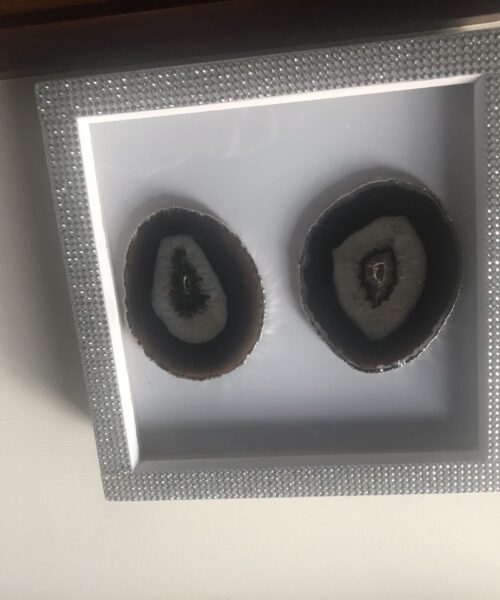 Handmade Unique Exclusive Black Silver Agate Slice Art Picture Diamante Frame - Image 4