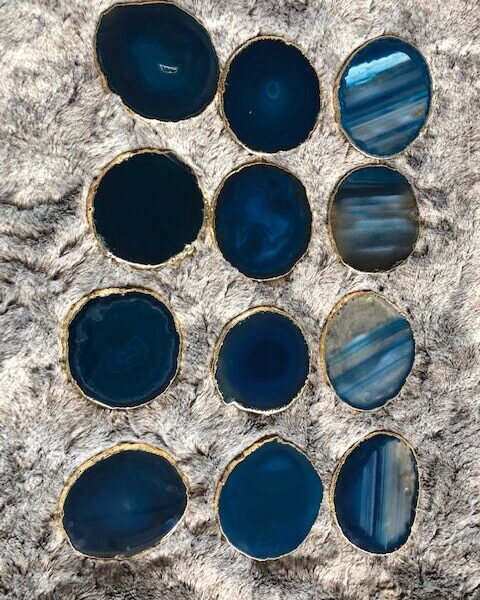 Teal Agate 24ct Gold Edge, Gilded, Microcrystalline Quartz Premium Coasters (Set of 4) Gift - Image 5
