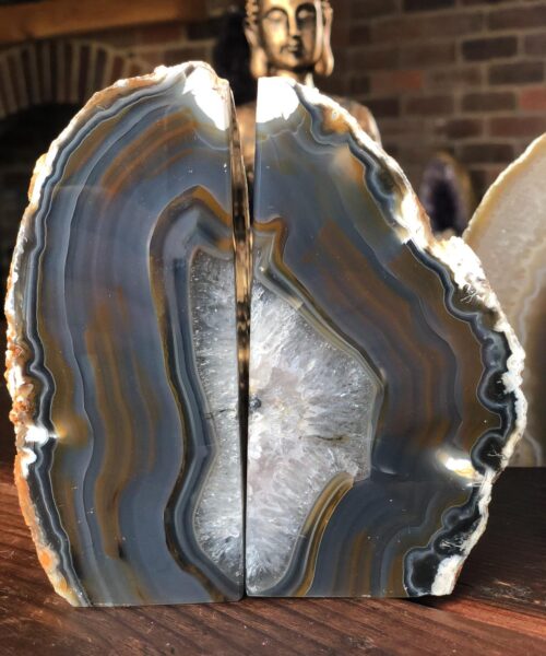 Caramel Agate Natural Edge Microcrystalline Quartz Premium Bookends Ornament Gift - Image 11