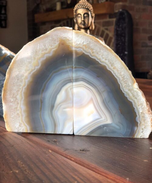 Caramel Agate Natural Edge Microcrystalline Quartz Premium Bookends Ornament Gift - Image 3