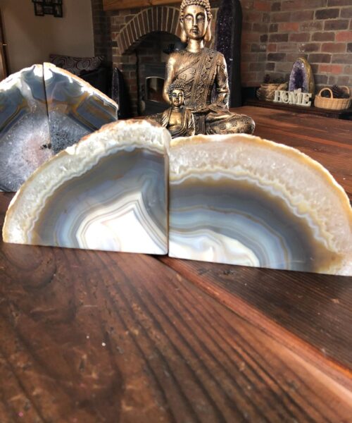 Caramel Agate Natural Edge Microcrystalline Quartz Premium Bookends Ornament Gift - Image 9