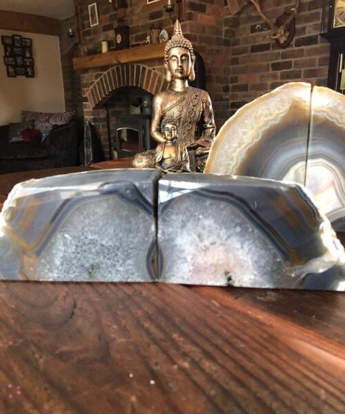 Caramel Agate Natural Edge Microcrystalline Quartz Premium Bookends Ornament Gift - Image 10