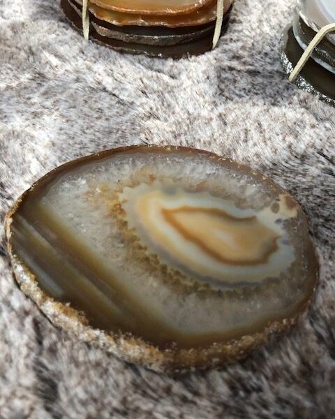Alternative view of Natural Caramel Agate Microcrystalline Quartz Premium Coasters (set of 4) Gift