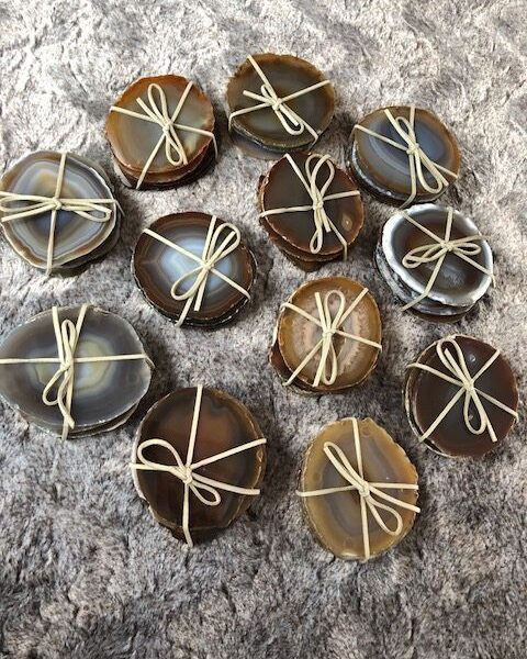 Natural Caramel Agate Microcrystalline Quartz Premium Coasters (set of 4) Gift - Image 3