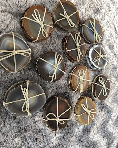 Natural Caramel Agate Microcrystalline Quartz Premium Coasters (set of 4) Gift - Image 4