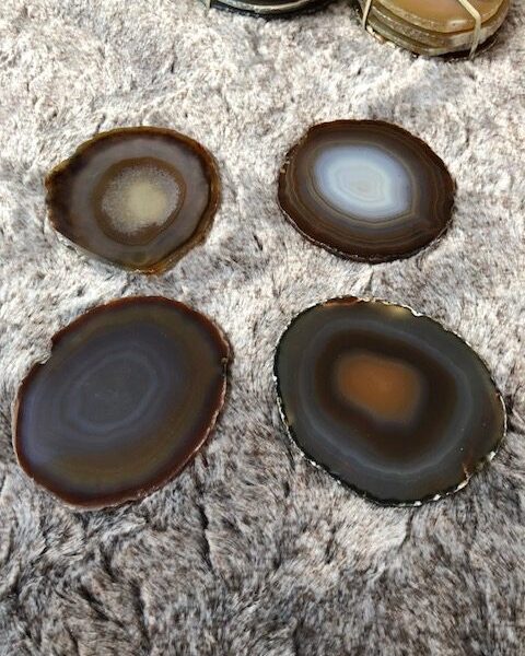 Natural Caramel Agate Microcrystalline Quartz Premium Coasters (set of 4) Gift