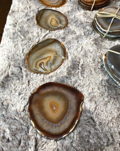Natural Caramel Agate Microcrystalline Quartz Premium Coasters (set of 4) Gift - Image 6