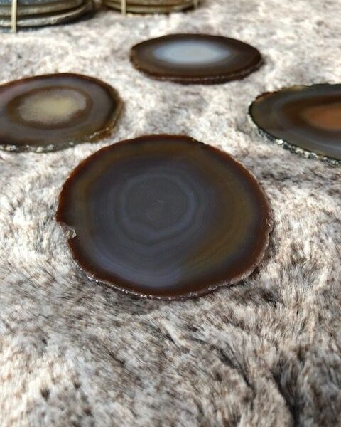 Natural Caramel Agate Microcrystalline Quartz Premium Coasters (set of 4) Gift - Image 8
