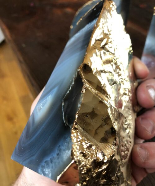 Natural Caramel Agate 24ct Gold Edge Microcrystalline Quartz Premium Bookends Ornament Gift - Image 6