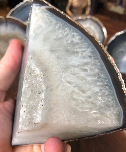 Natural Caramel Agate Silver Edge Microcrystalline Quartz Premium Bookends Ornament Gift - Image 12